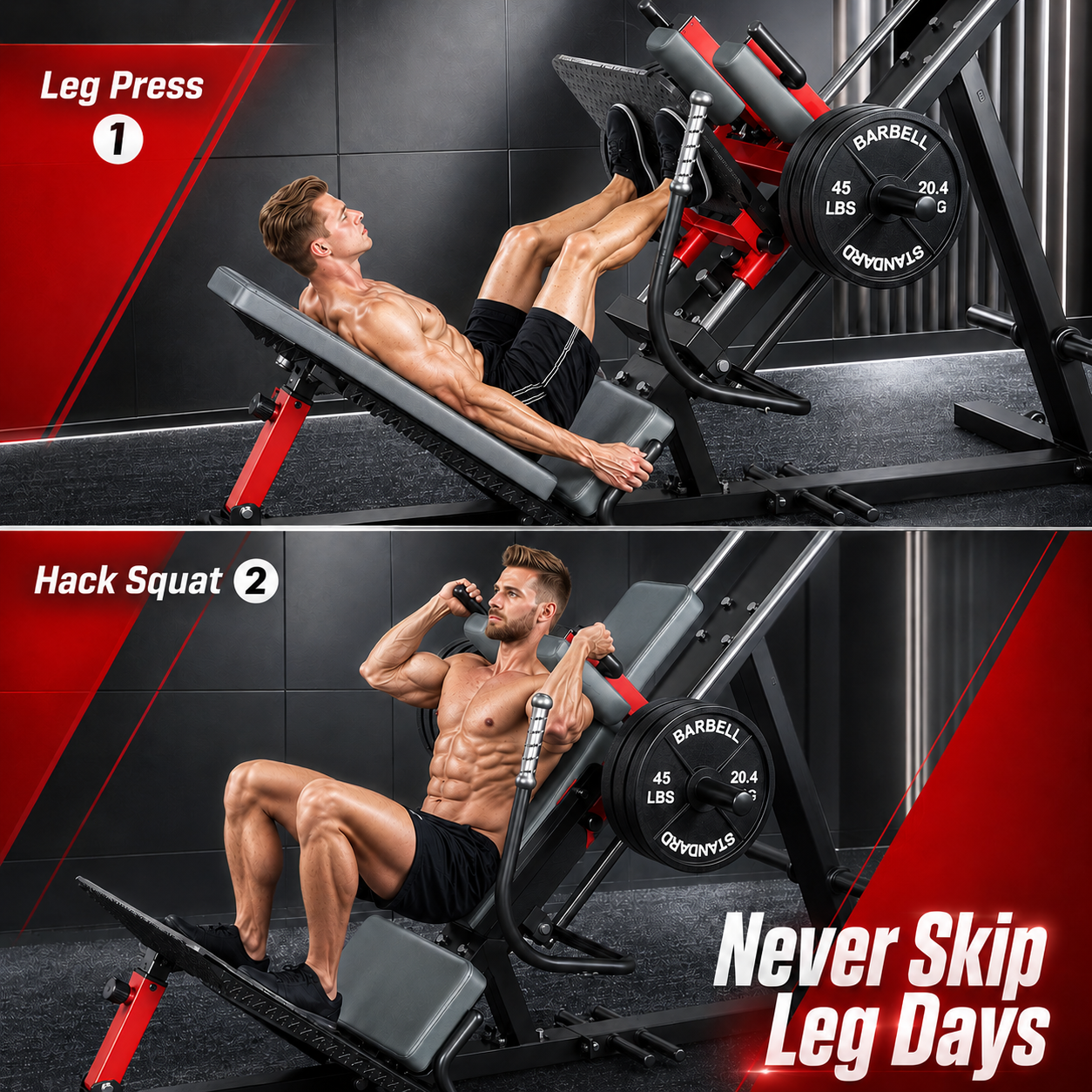 Hack Squat Leg Press Machine 2-in-1 Plate Loaded Home Gym Equipment 1400LB