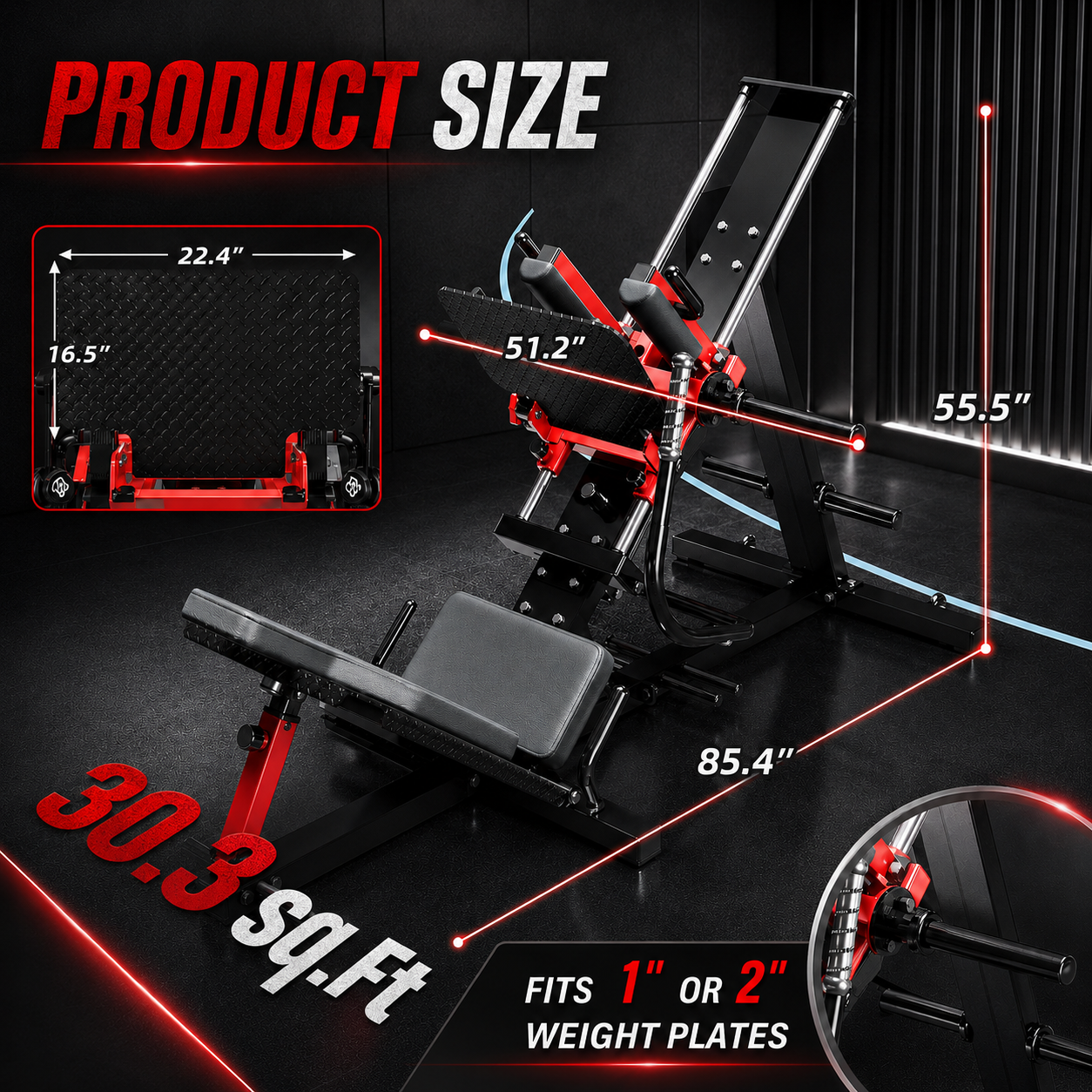 Hack Squat Leg Press Machine 2-in-1 Plate Loaded Home Gym Equipment 1400LB
