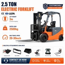 2.5Ton Electric Forklift 3m Lift Wide Field of View Suitable for Warehouses/Factories Narrow Channel Operation Customizable