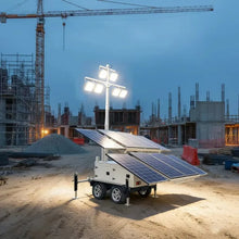 Solar Battery Mobile Light Tower Towable LED Lighting Tower for Remote Job Site Temporary Lighting