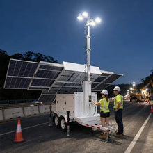 Trailer Mounted Mobile Light Tower with Built In Generator LED Lamps for Night Construction and Road Work Site Use