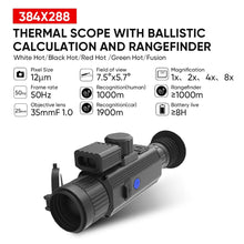 640x512 Thermal Imaging Scope with 50mm Lens, 50Hz, IP66 & Wi-Fi, Built-in Laser Rangefinder Ballistic Calculator Thermal Sight