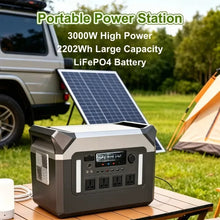 Outdoor Portable Power Station 3000W Solar Generator LiFePO4 Battery Emergency Power Supply with Flashlight for Camping RV Car