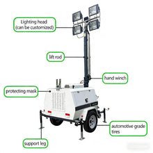 Diesel Mobile Lighting Tower with Hydraulic Mast Towable Trailer for Road Construction Mining Night Work Sites