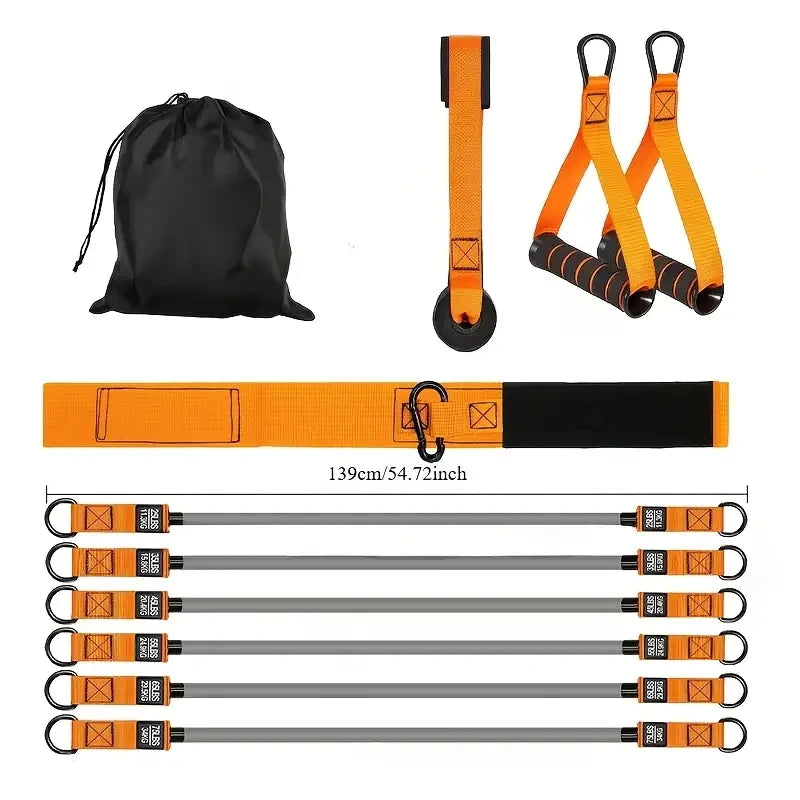 Resistance strap with handle: used for muscle training, strength building, body shaping, yoga, home fitness equipment - natural