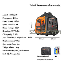 2000W Electric Generator, Portable Inverter Generator,  Variable Frequency Quiet for Outdoor Camping, Home Emergency Use