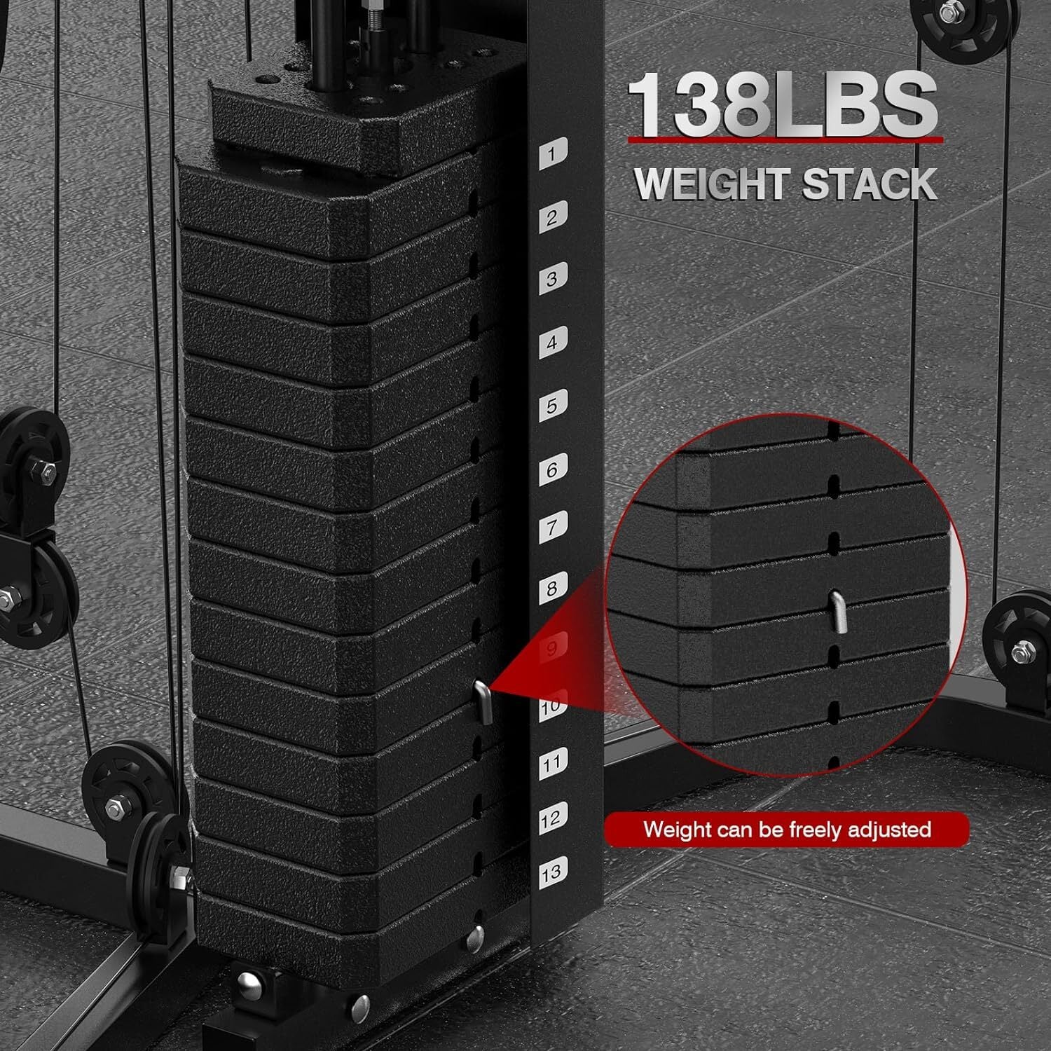 Home Gym System Workout Station Smith Machine with 138LB Weight Stacks